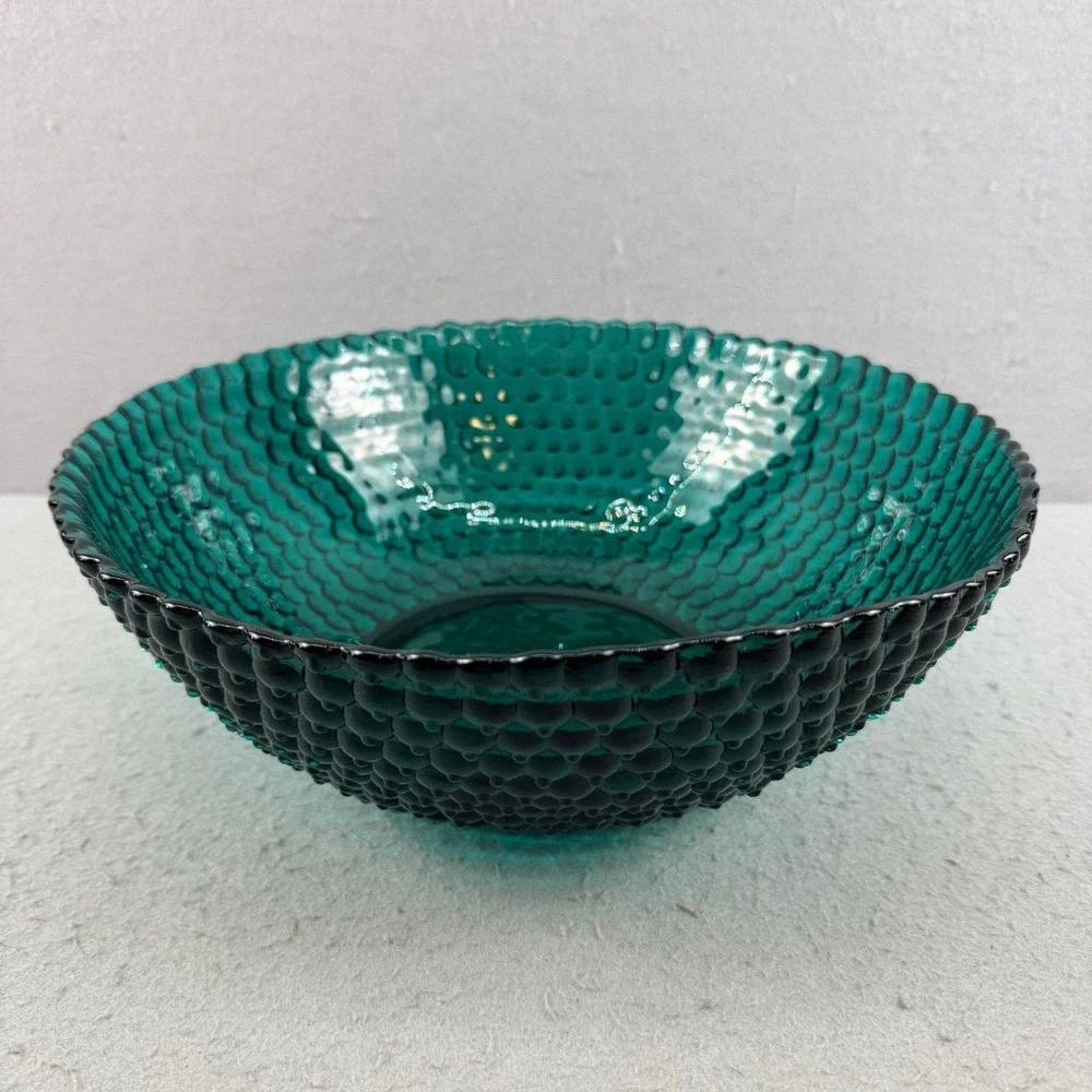 Blenko Art Glass Glimmer Bowl #943L Emerald‎ Green